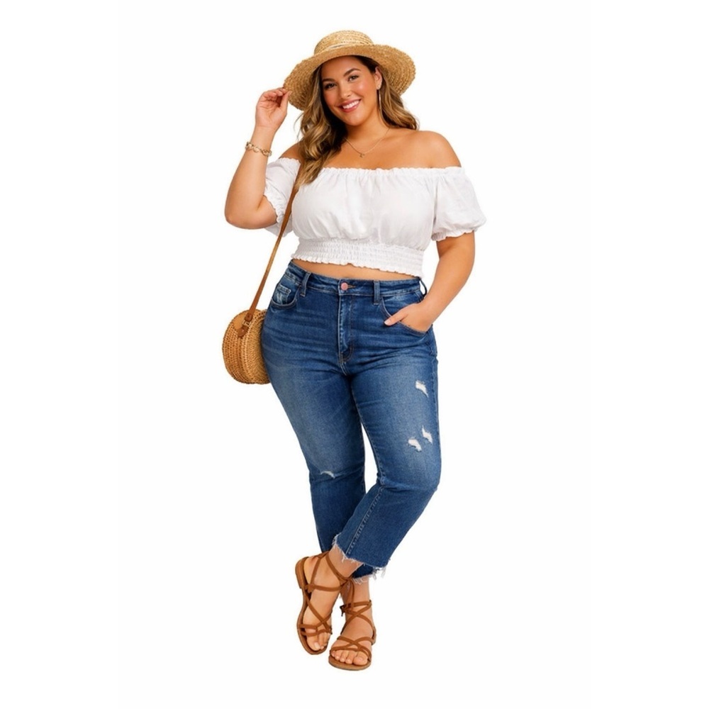 Buckle Flying Monkey Distressed Flare Crop Jeans